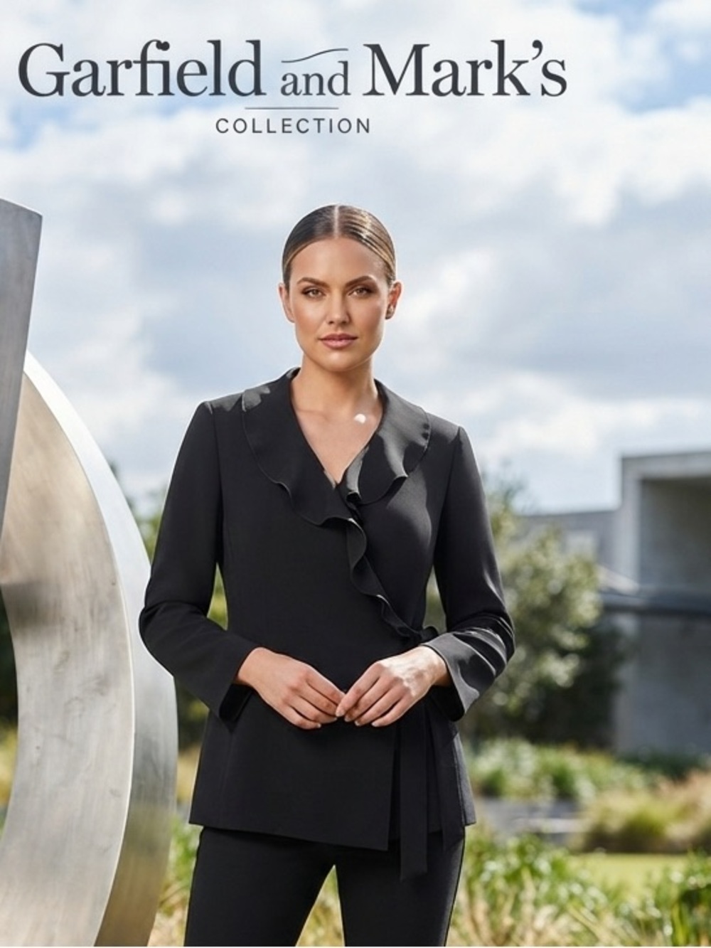 Women's Black Ruffle Tie Wrap Blazer